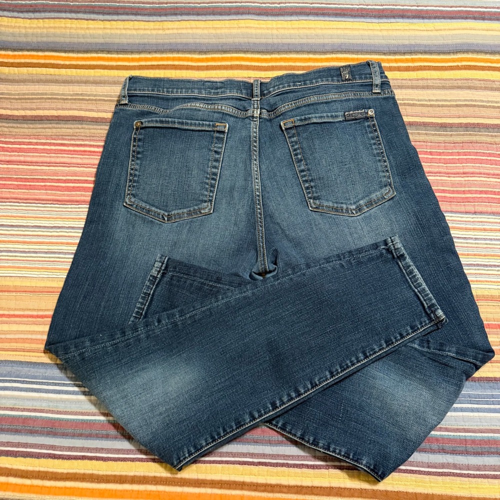 7 For All Mankind Blair Authentic Ankle Skinny Jeans Blue Medium Wash Size 34‎